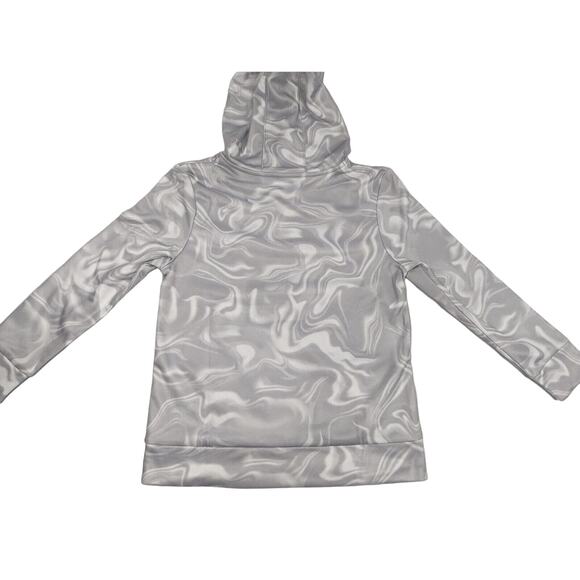 Adidas Girls Fleeced Hoodie Kids Big Logo Sweatshirt Gray Casual Pullover Size L - Picture 3 of 9